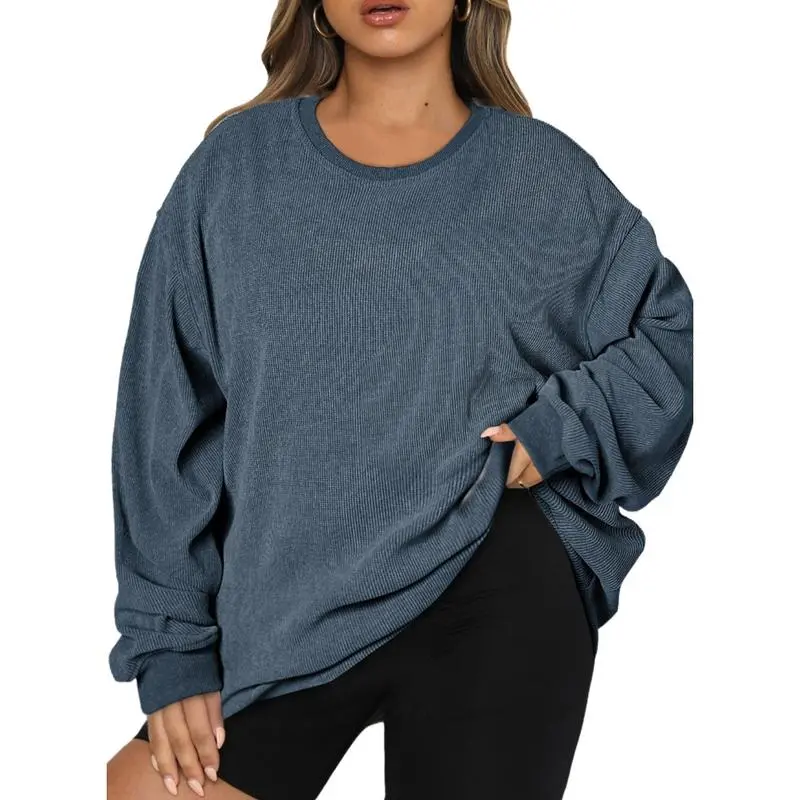 Women Plus Size Sweatshirts Long Sleeve Crew Neck Casual Oversized Soft Pullover Tops Shirts