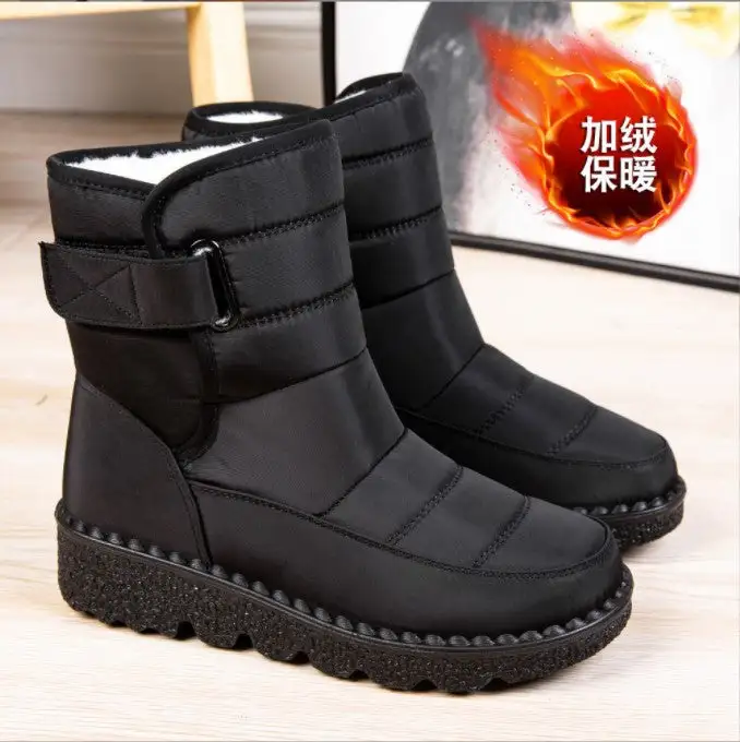 Warm Women's Snow Boots Women's Velcro Waterproof European Size 44 Women's Boots Casual Women's Shoes