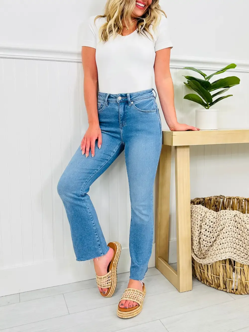 Soft Spot Tummy Control Cropped Kick Flare Jeans