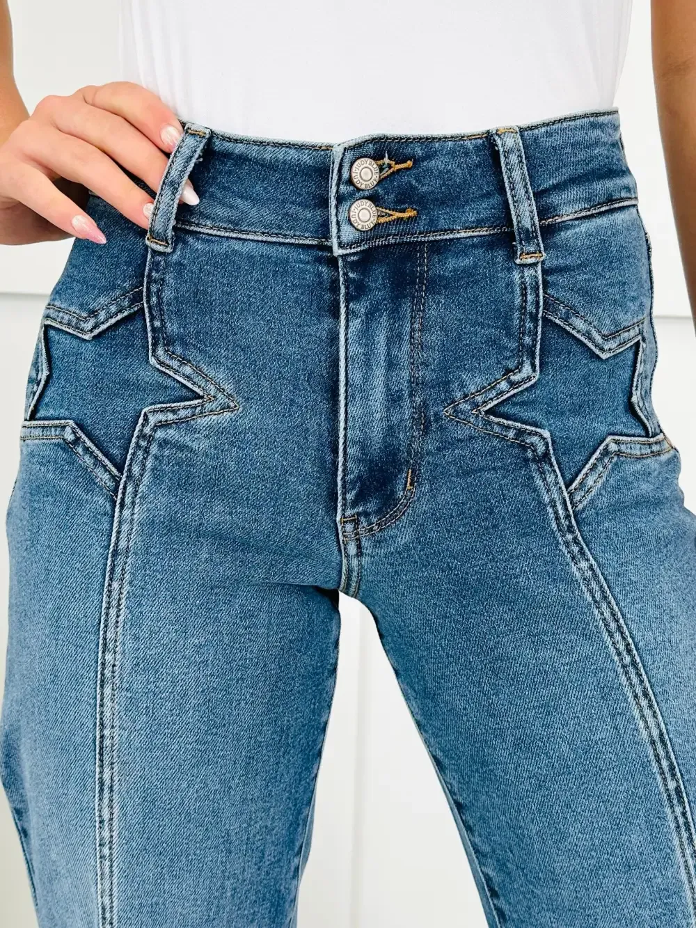 Judy Blue Star Spangled Style Wide Leg Jeans