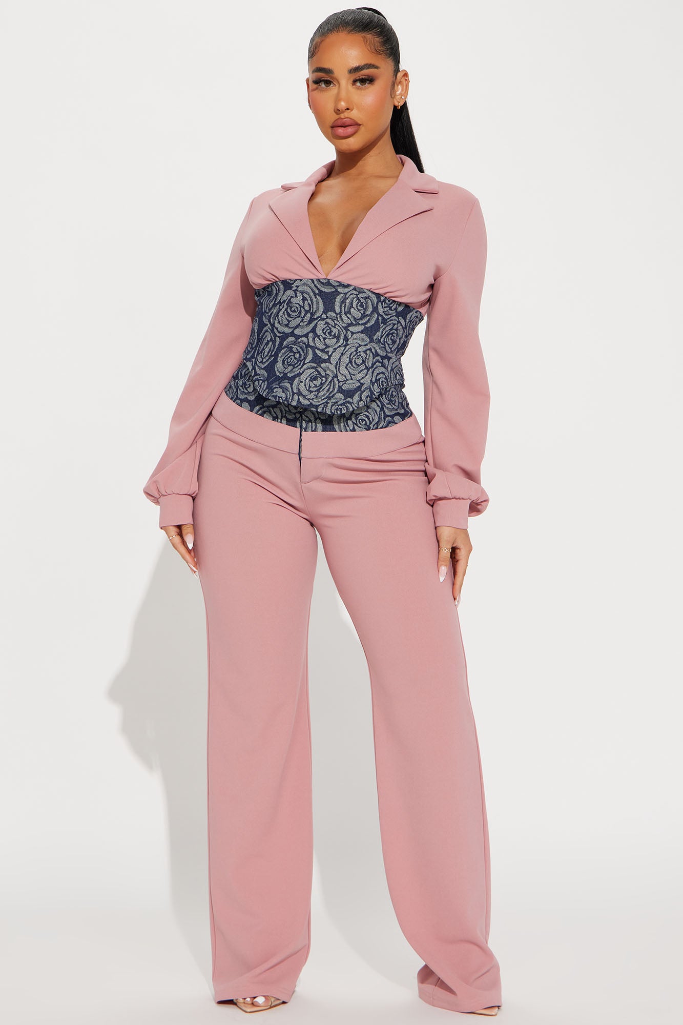 Fiona Blazer Pant Set - Mauve