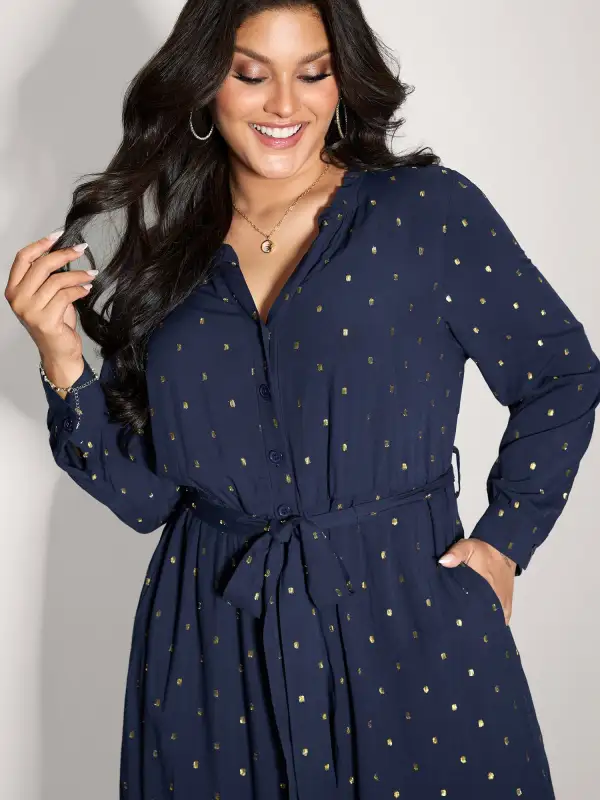 Supersoft Jacquard Dots Belted Jumpsuit