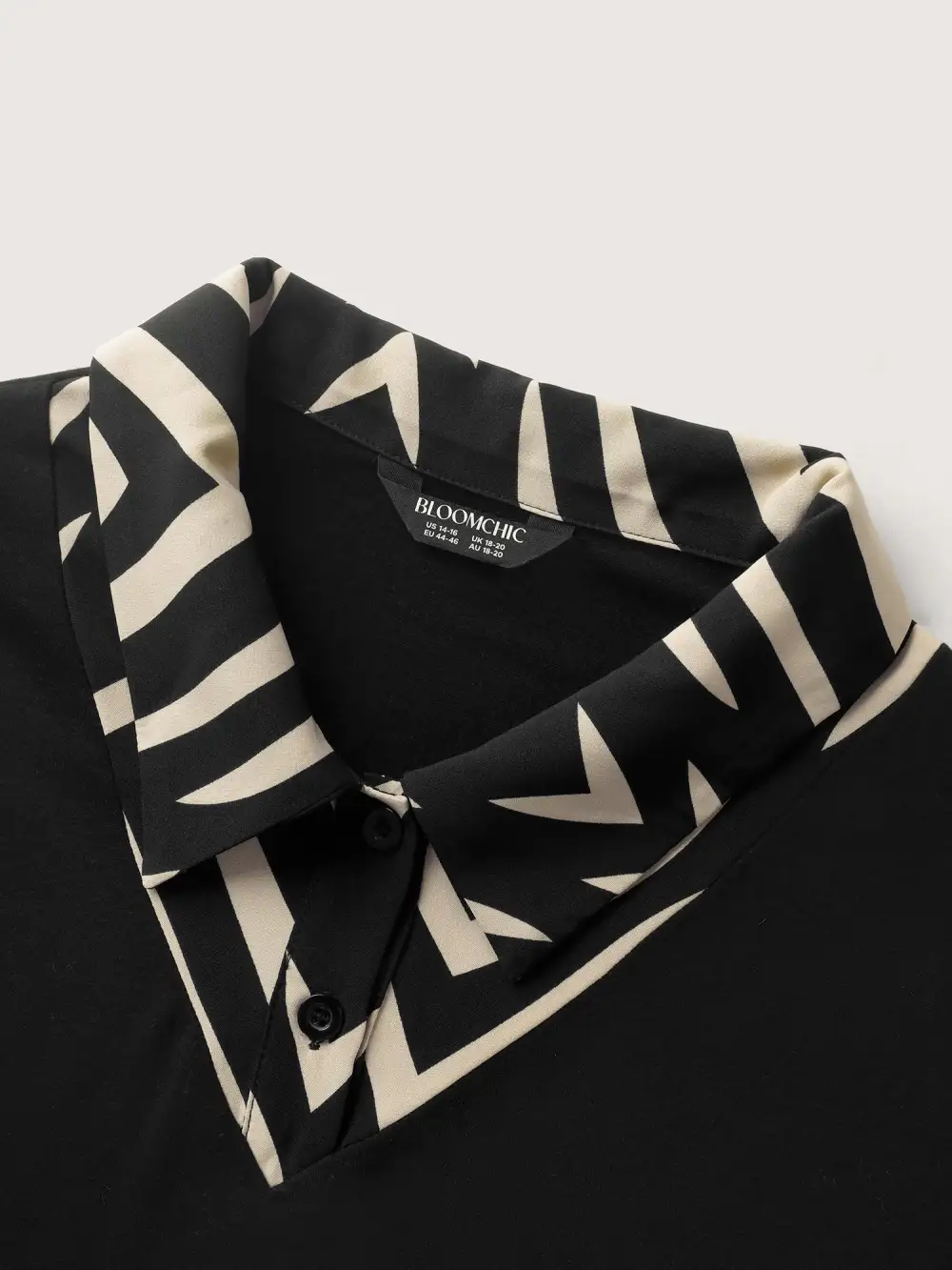 Geometric Print Mixed Material Knit Top