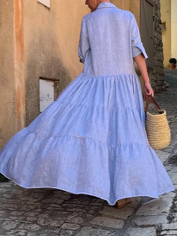 Relaxed Long Sleeve Hem Panel Maxi Dress