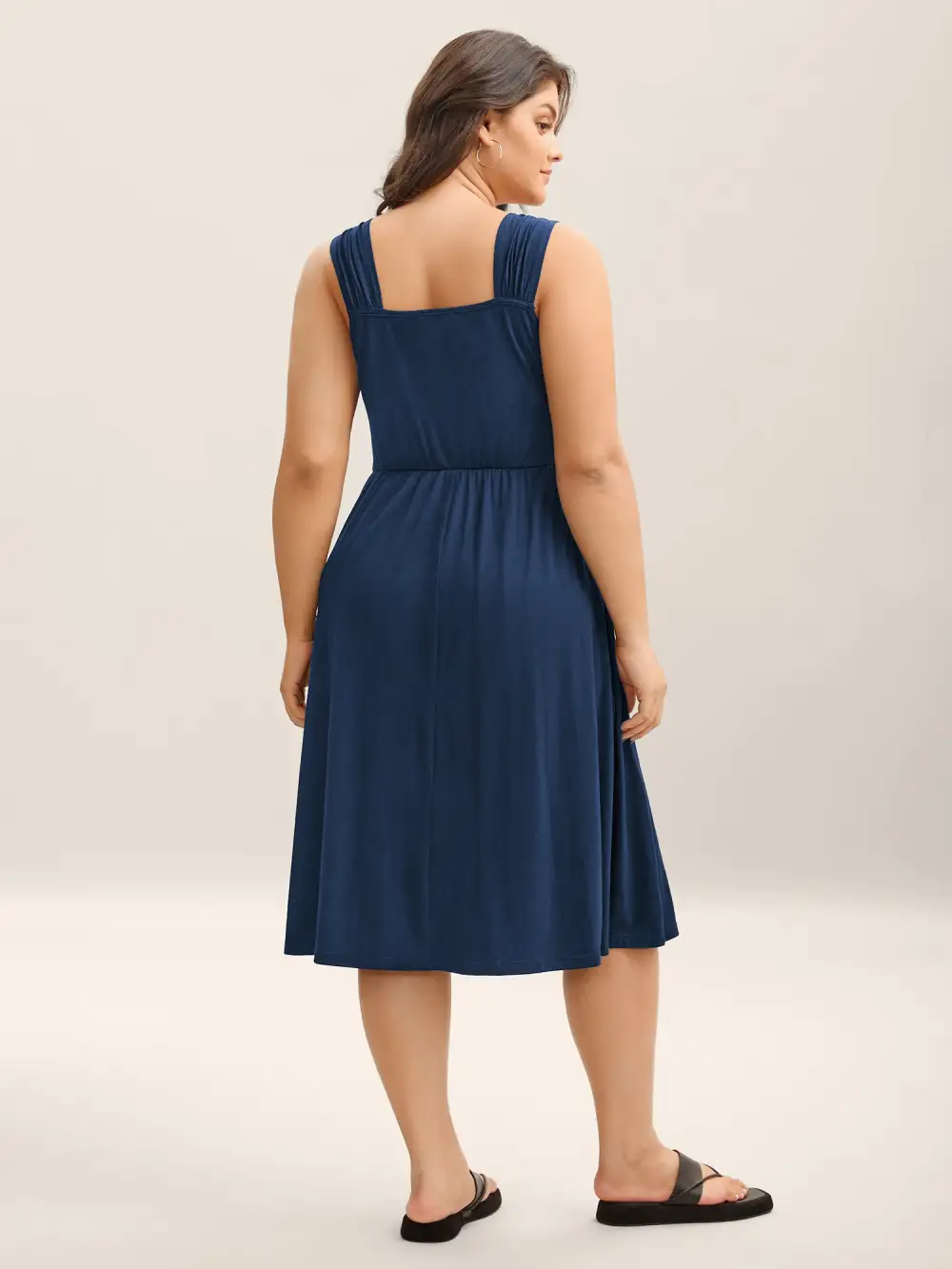 Crosswrap Bodice Pockets Midi Dress