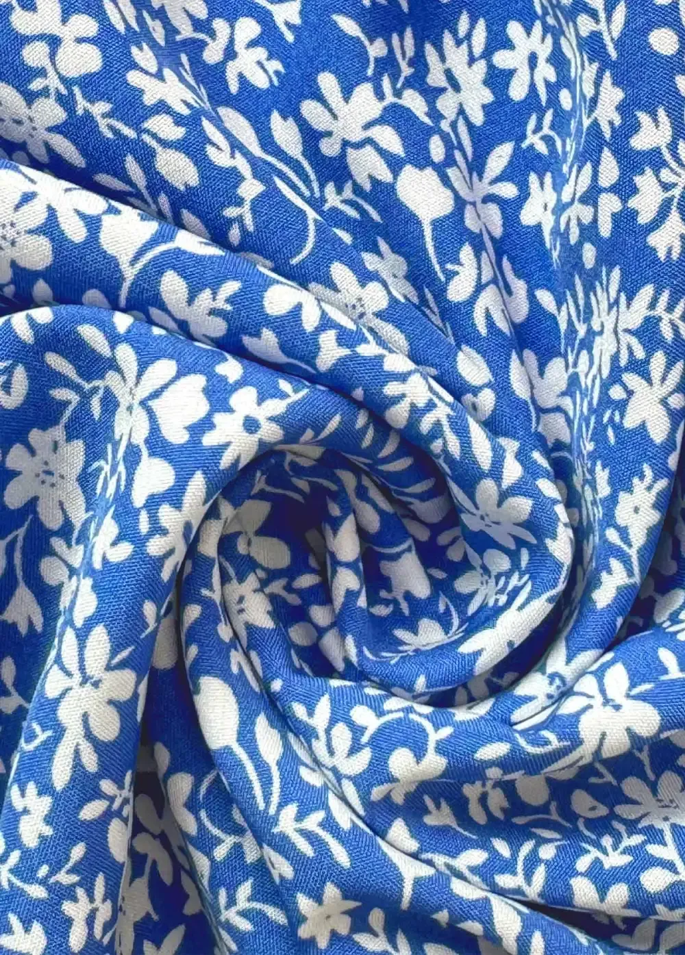 Blue Ditsy Floral Print A Line Elastic Waist Skirt