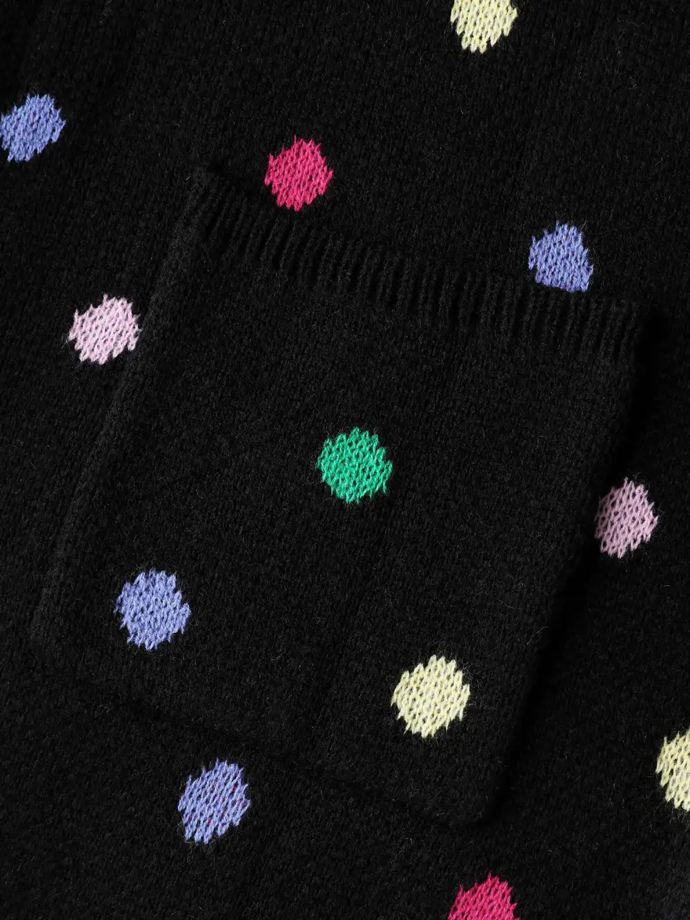 Colorful Polka Dots Pockets Knit Cardigan