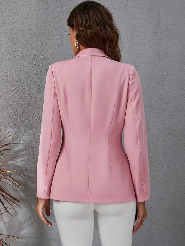 Long Sleeve Plain Regular Loose Blazer For Women