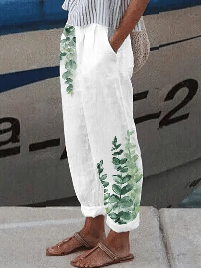 Women's Leisure Printed Pocket Casual Pants