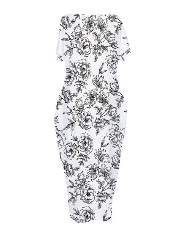 Women's Batwing Sleeve Lounge Dress – Casual Comfy Short Sleeve Nightdress for Daily Wear & Sleepwear