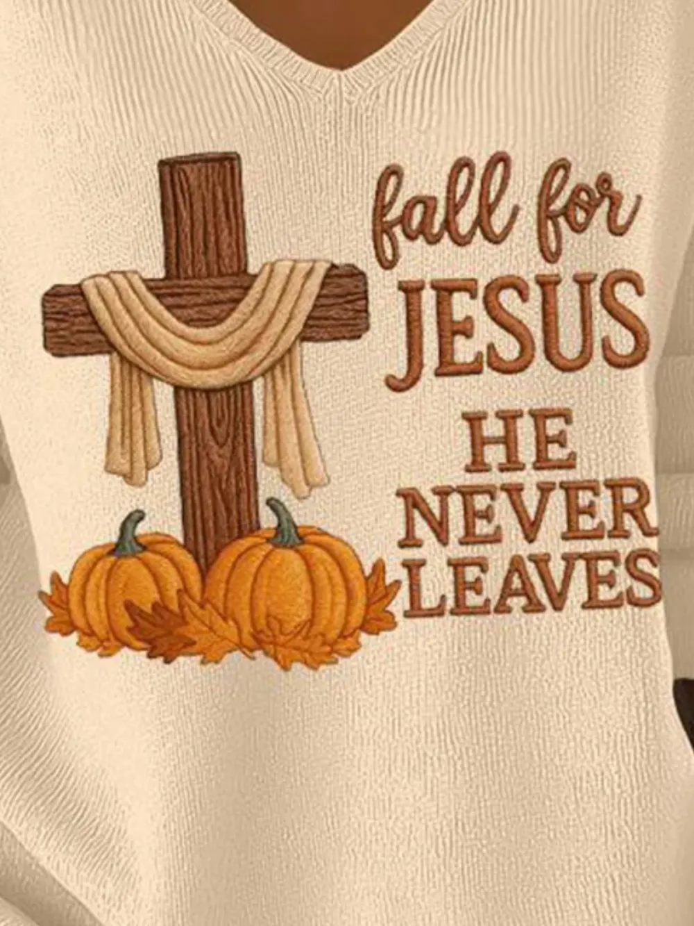 Pumpkin Pattern Casual Cotton Sweater