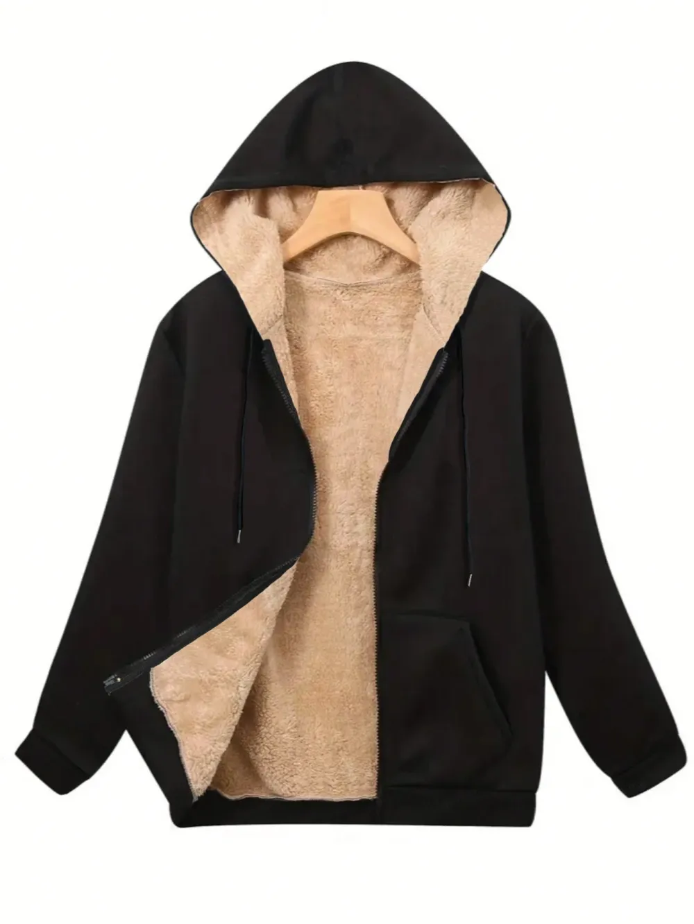 Zipper-front Hooded Fleece Sweatshirt