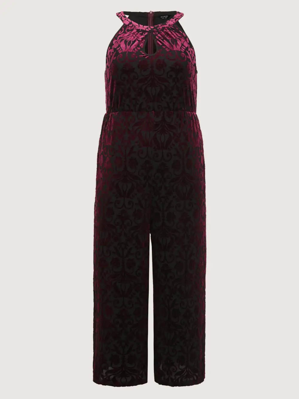 Velvet Laser Cut Lined Wide-Leg Jumpsuit