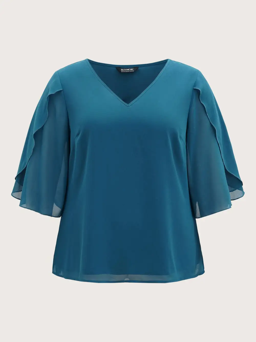 Chiffon Gathered Petal Sleeve Blouse