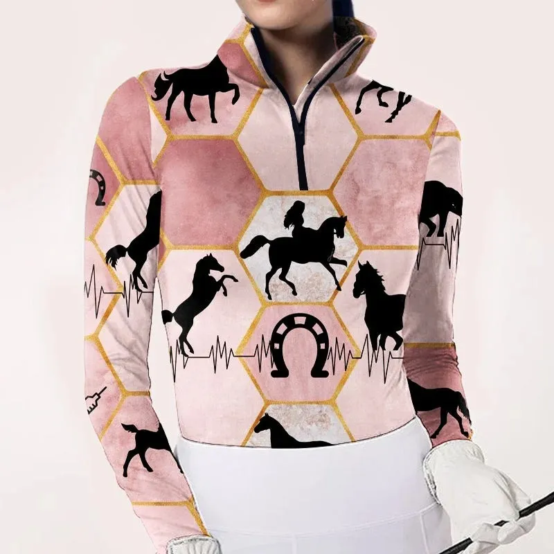 Women's Equestrian Print Long Sleeve Shirt