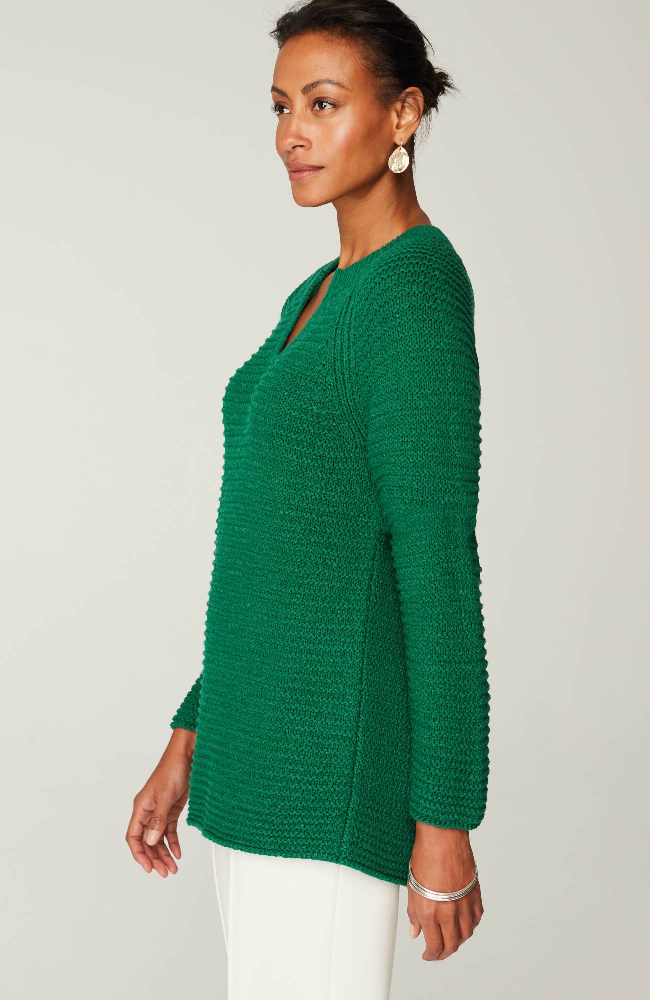 wearever textured split-neck sweater