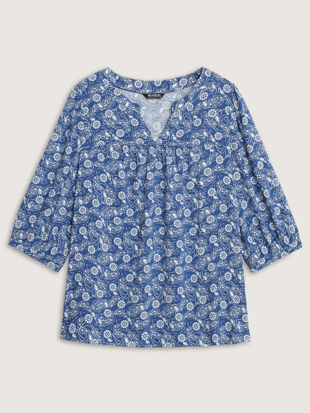 Floral Print Quarter Sleeve Blouse