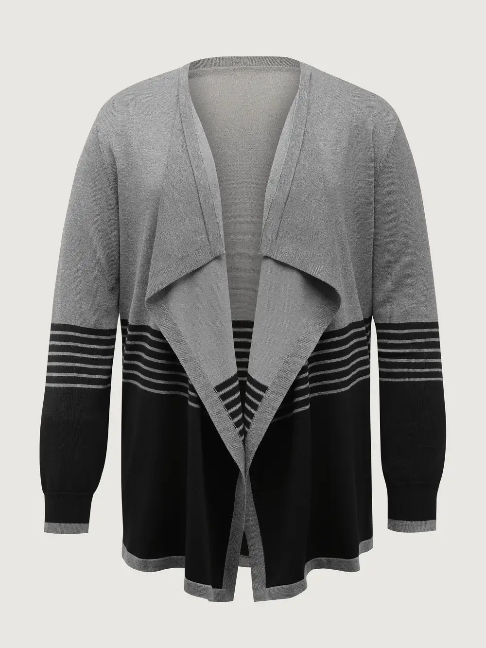 Supersoft Stripes Asymmetrical Collar Knit Cardigan