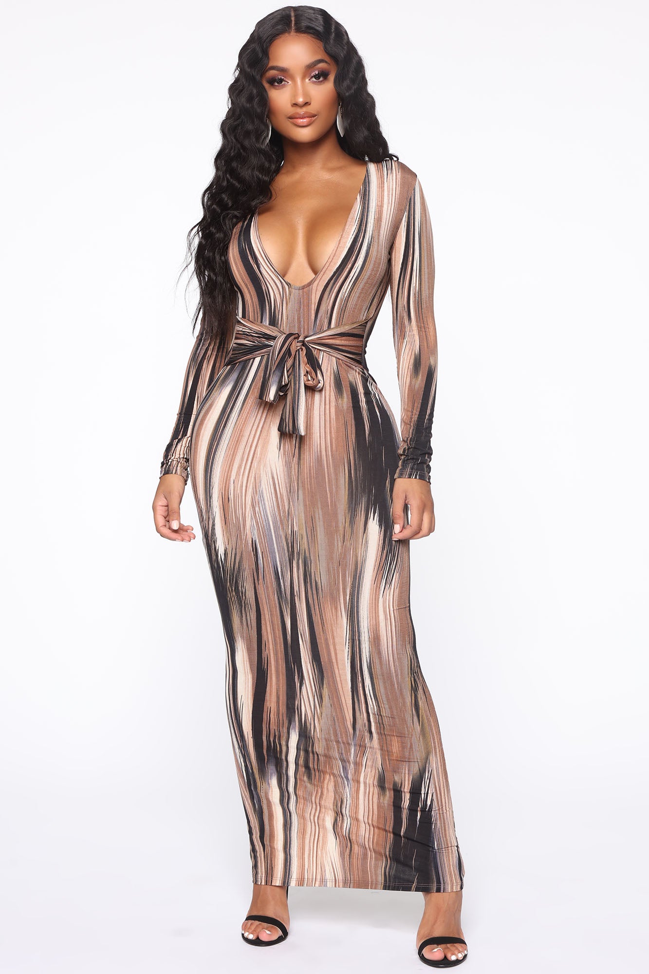 Mind Of My Own Maxi Dress - Brown/combo