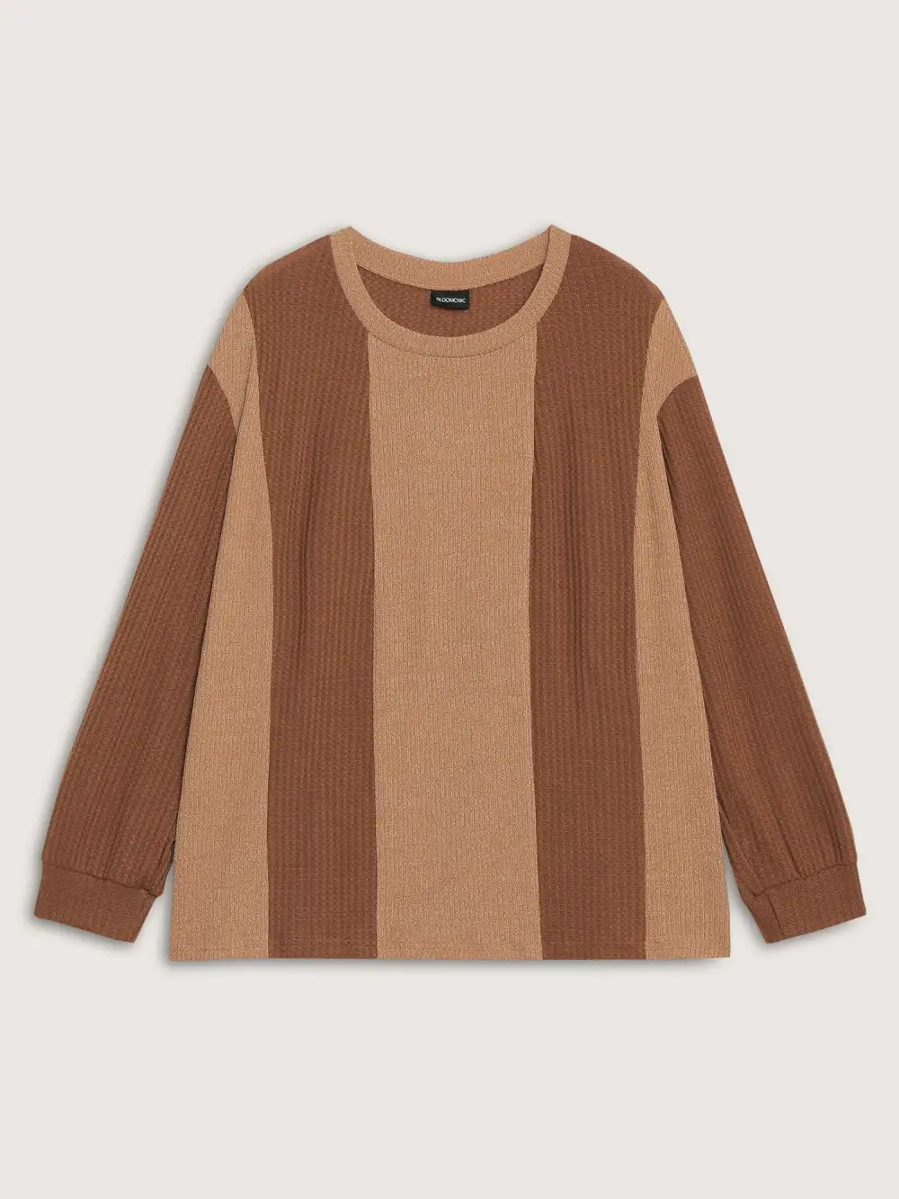 Color Stripe Relaxed Fit Round Neck Sweatshirt