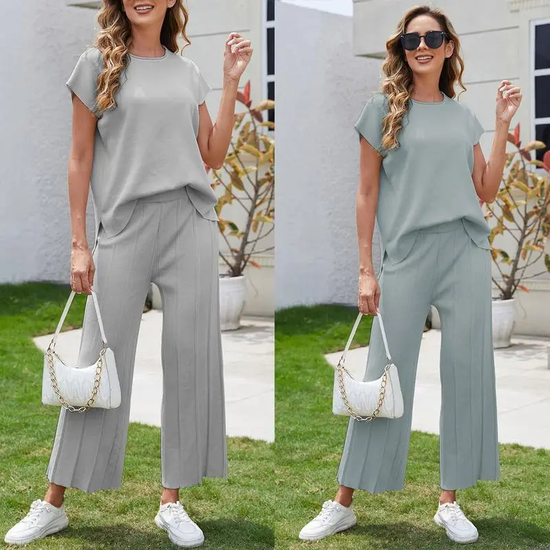 Women's Lounge Set – Soft Knit Vest Top and Matching Pants, 2 Piece Sweater Outfit for Relaxed Everyday Style