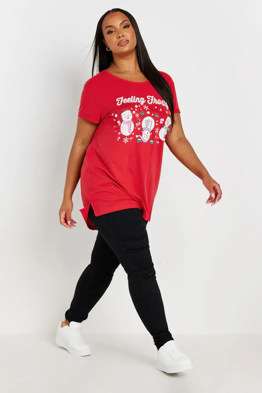 复制YOURS Curve Black 'Merry Gonkmas' Sequin Embellished Christmas Top