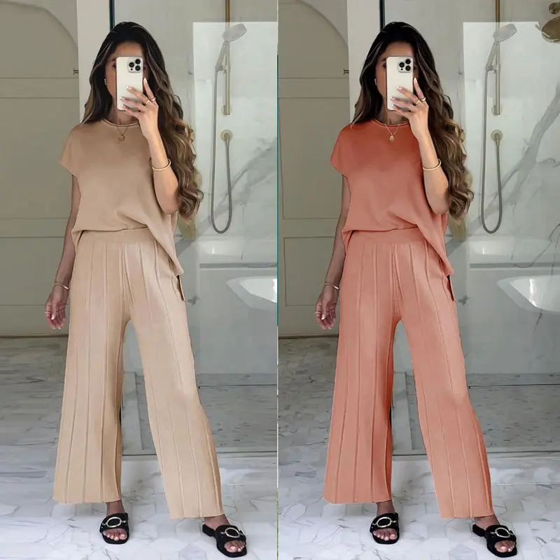 Women's Lounge Set – Soft Knit Vest Top and Matching Pants, 2 Piece Sweater Outfit for Relaxed Everyday Style
