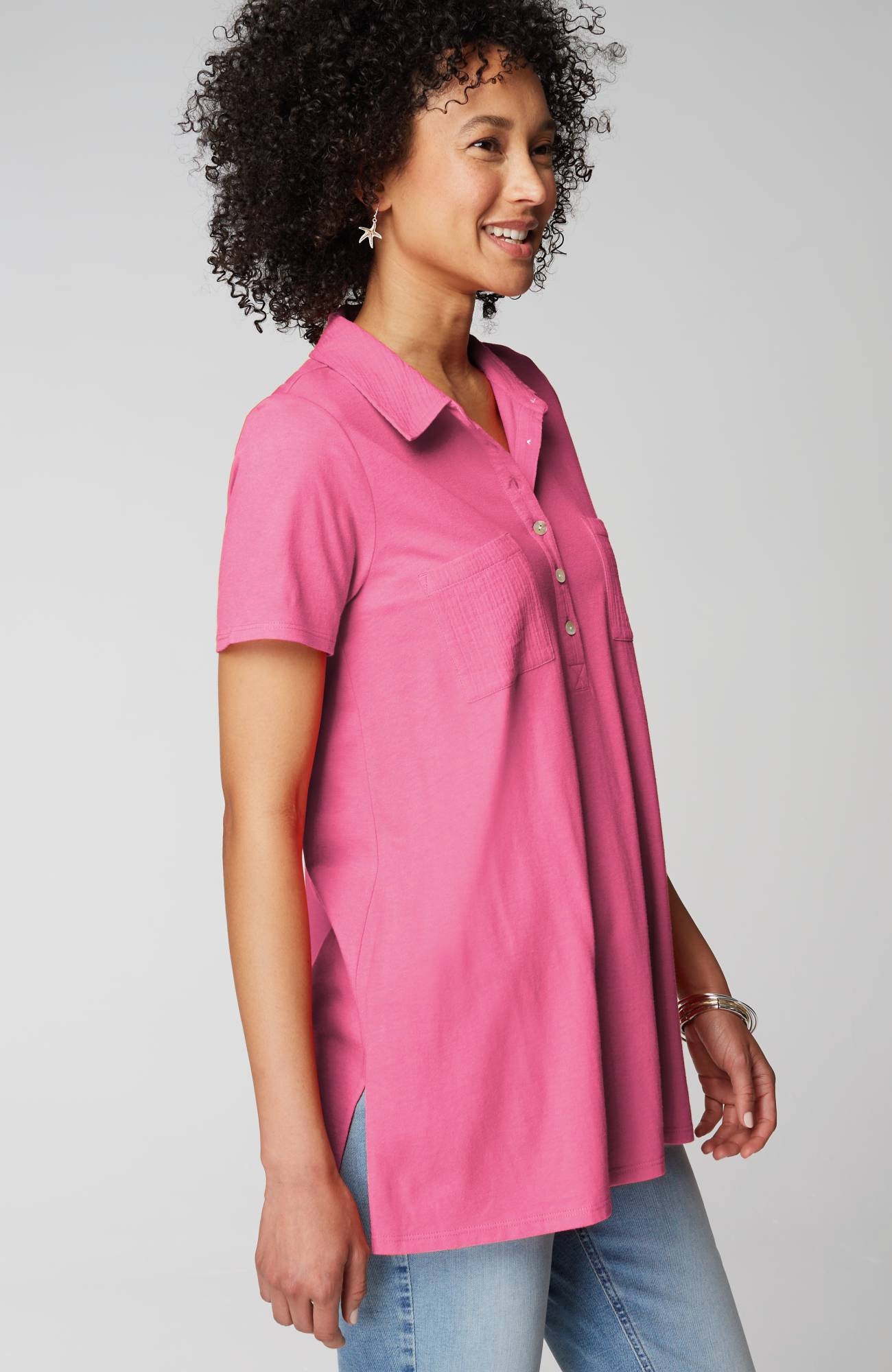 Cotton-Gauze Mixed-Media Tunic