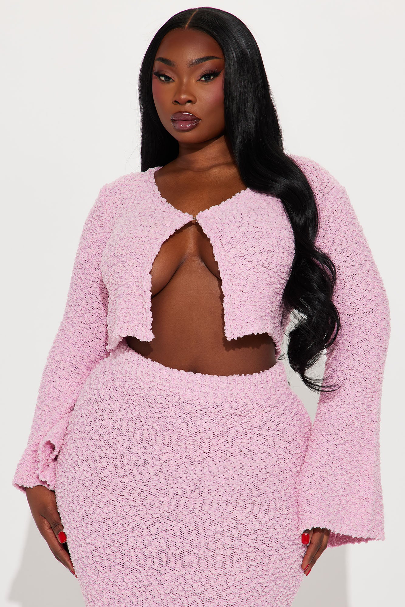Shanelle Sweater Skirt Set - Pink