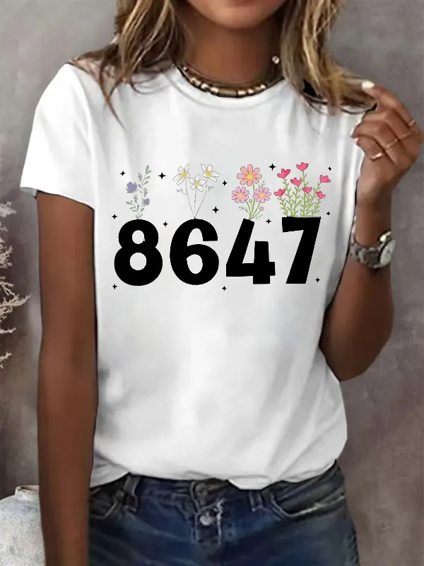 Women'S 8647 Waffle Crew Neck T-Shirt