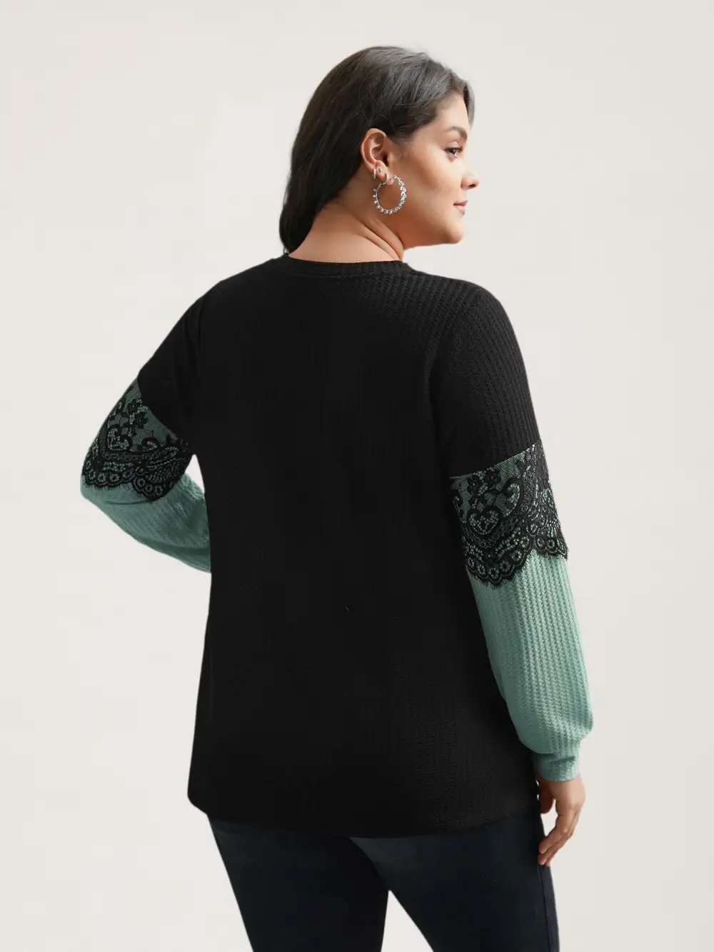 Crochet Lace Mesh Contrast Patchwork Top