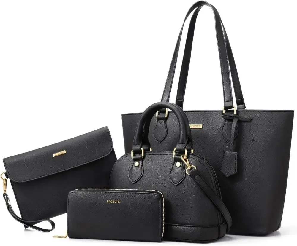 4PCS Women Fashion Handbags Purses Wallet Tote Shoulder Bags