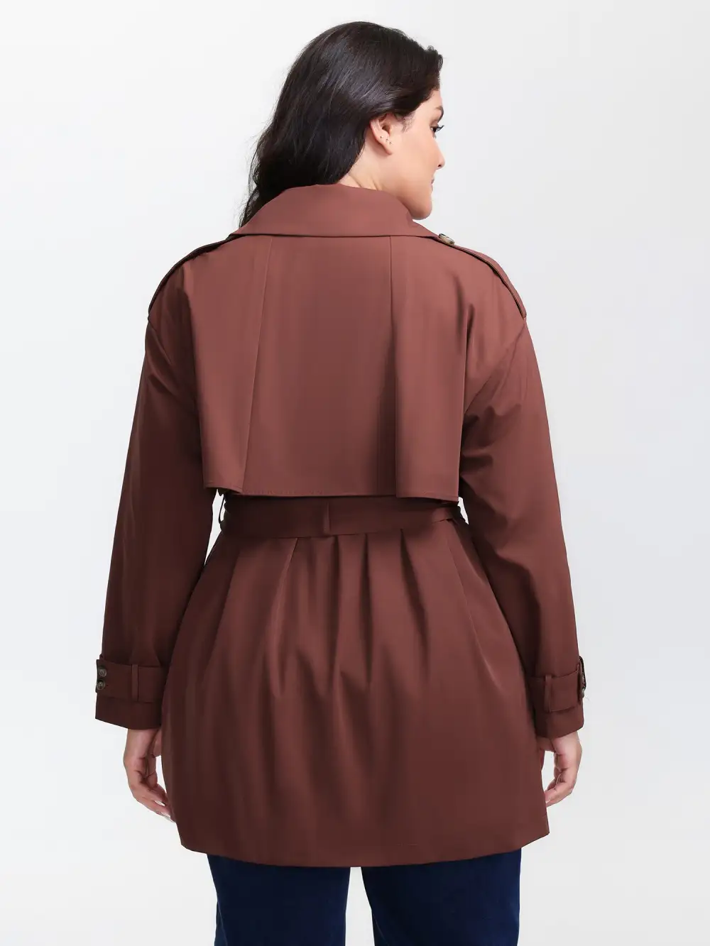 Button Belted Layered Trench Coat