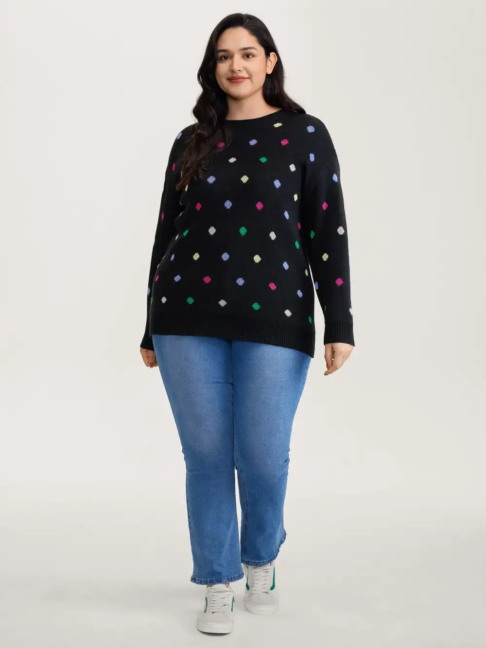 Colorful Polka Dots Jacquard Pullover