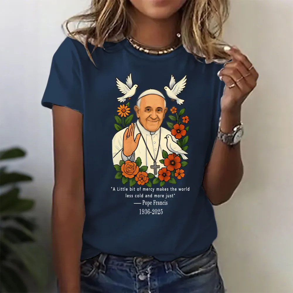 Women's A Little Bit Of Mercy Makes The World Less Cold And More Just 1936-2025 Print Short Sleeve Round Neck Cotton T-Shirt