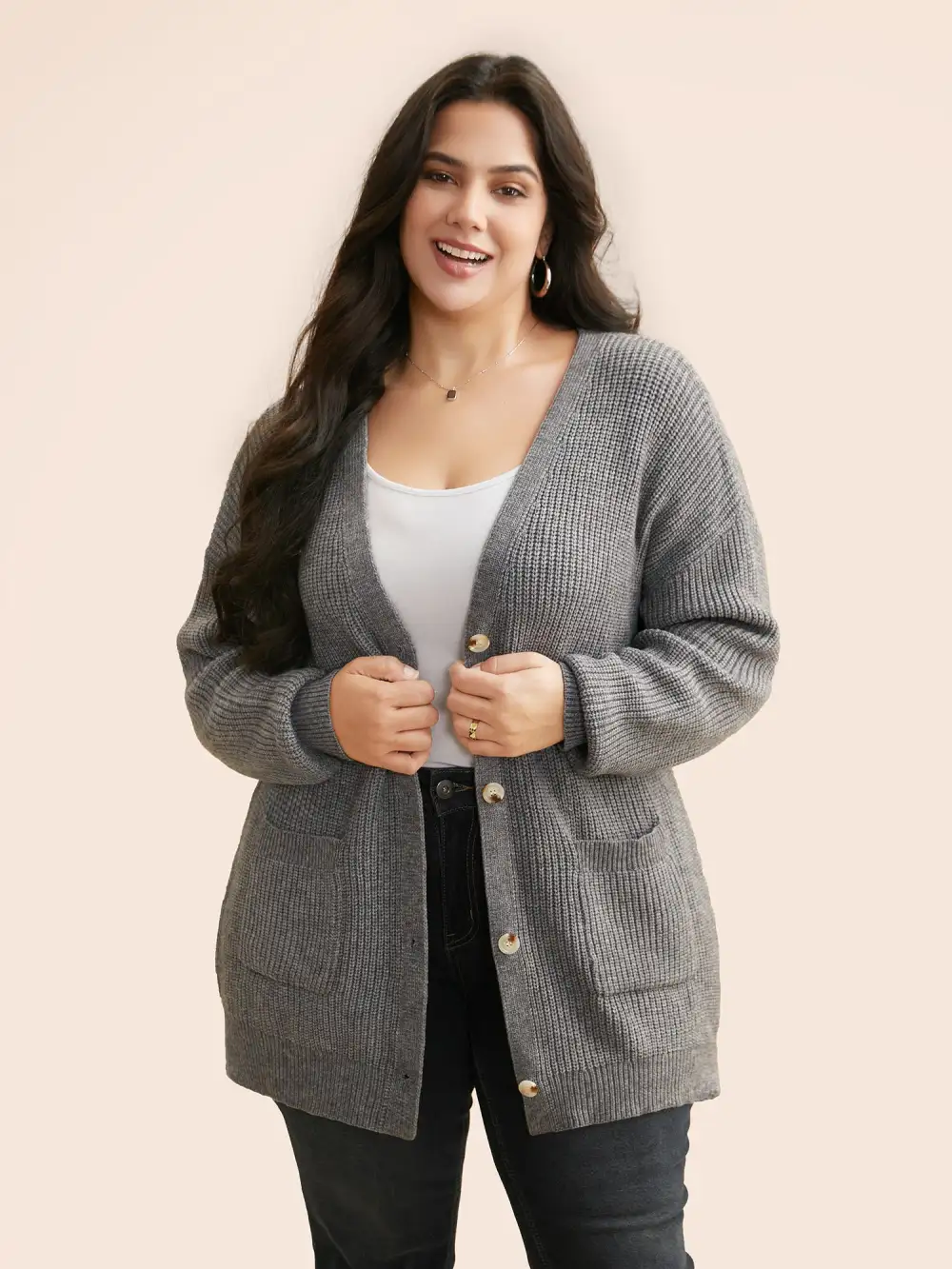Supersoft Ribbed Drop Shoulder Wool Cardigan