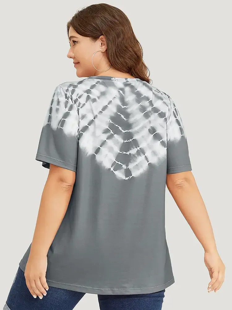 Tie Dye Short Sleeve V Neck T-shirt