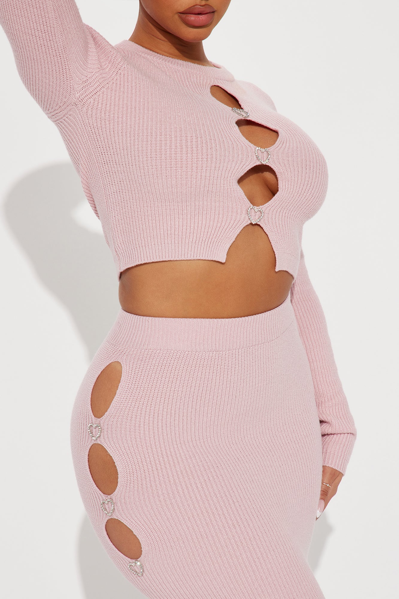 Oh So Tempting Sweater Skirt Set - Pink