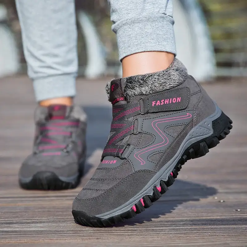 Cilool Plush Waterproof Women Snow Boots  Work Safety Rubber Shoes