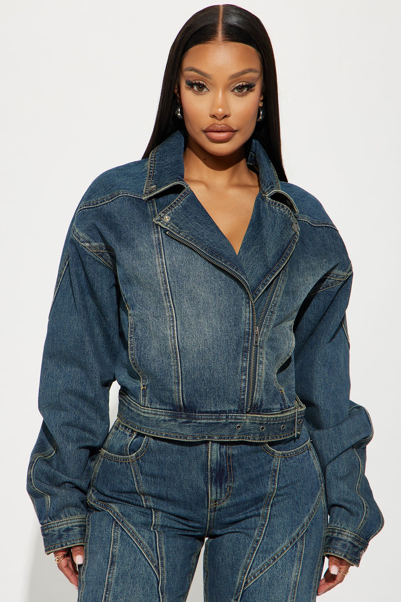 Natalya Denim Pant Set - Dark Wash