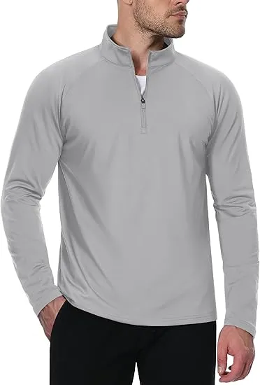 Men’s Zipper Mock Neck Sweatshirt – Casual Thermal Top