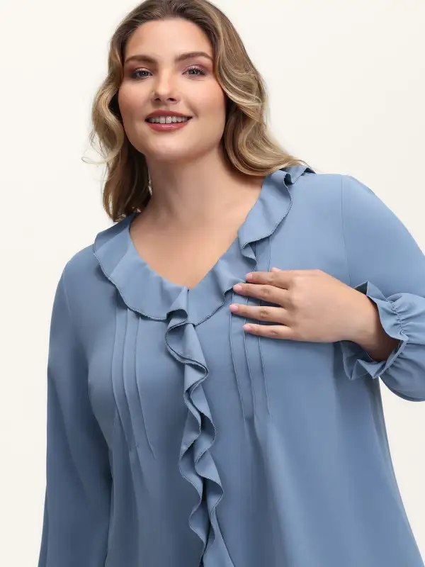 Lotus Leaf Edge Toothpick Pleats Blouse