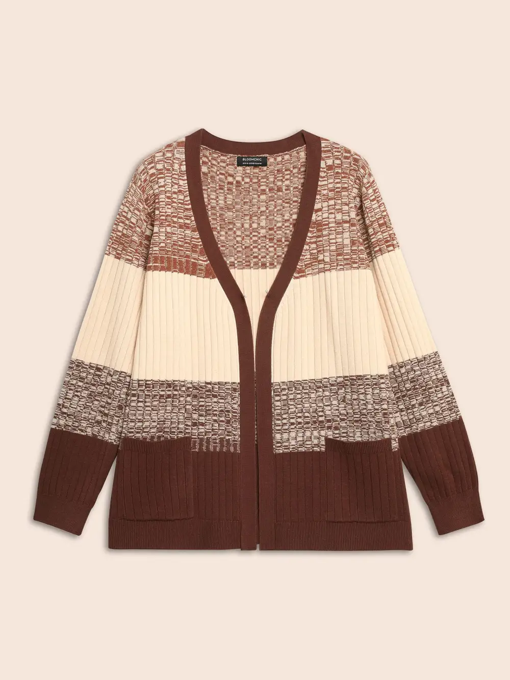 Supersoft Essentials Textured Colorblock Contrast Cardigan