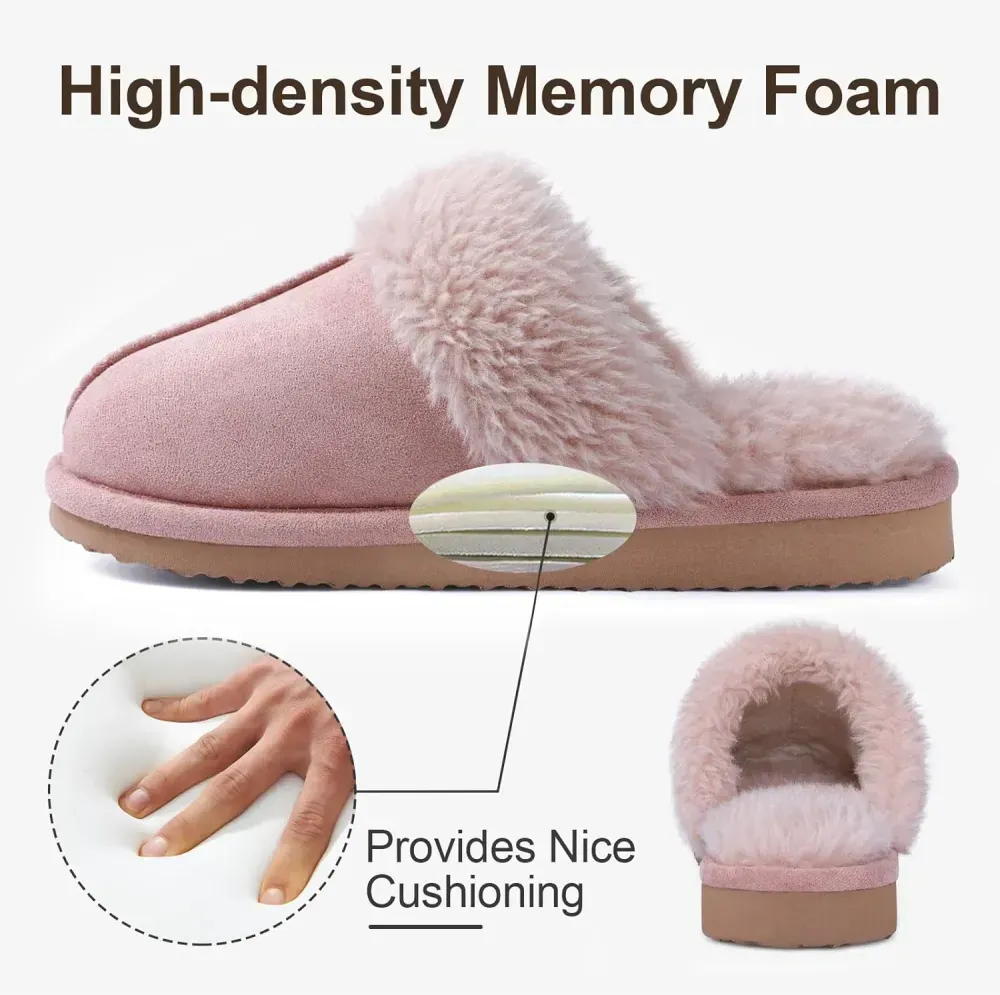 Litfun Women's Fuzzy Memory Foam Slippers Fluffy Winter House Shoes Indoor and Outdoor