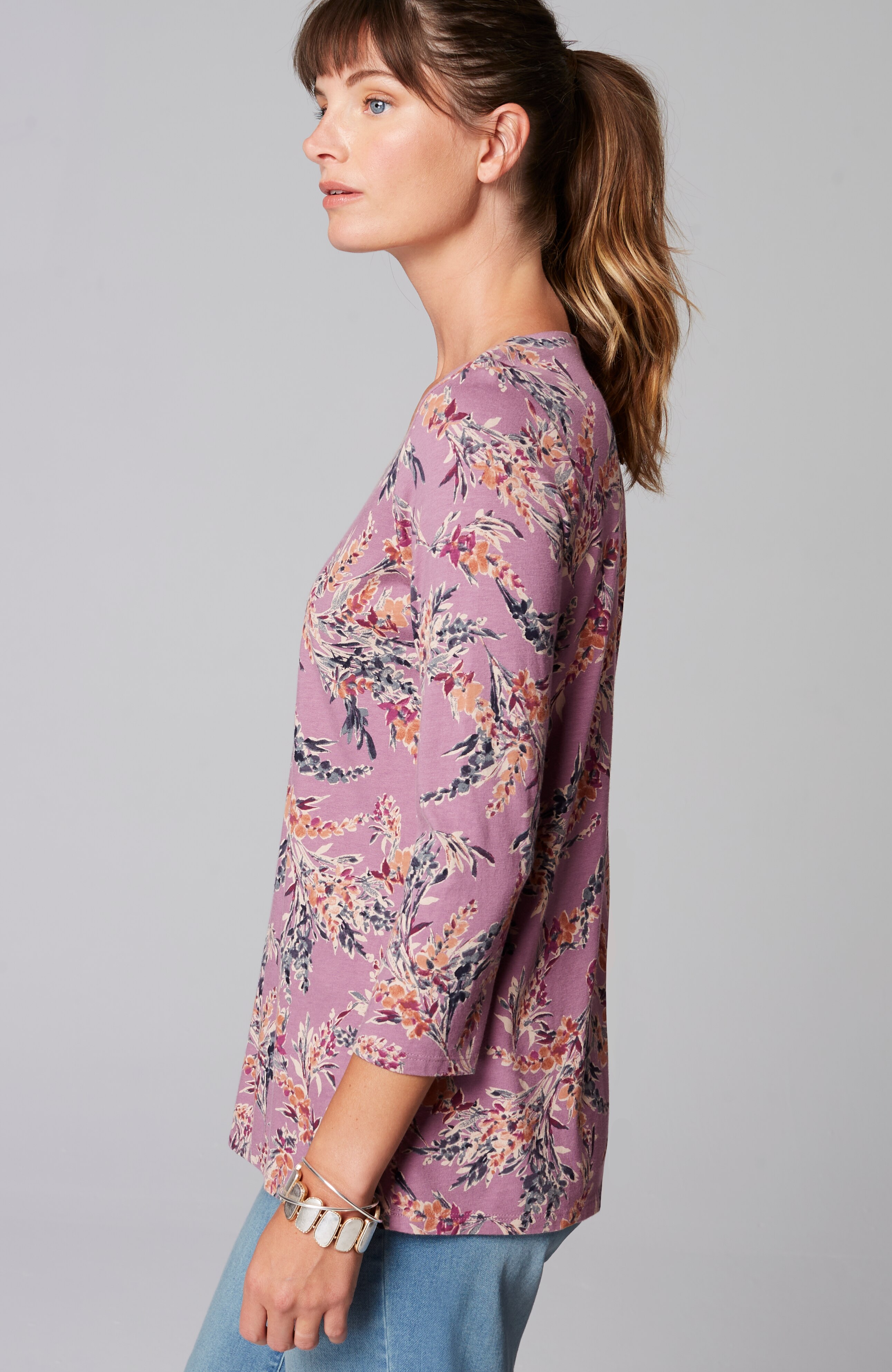 Pure Jill Printed V-Neck Tee