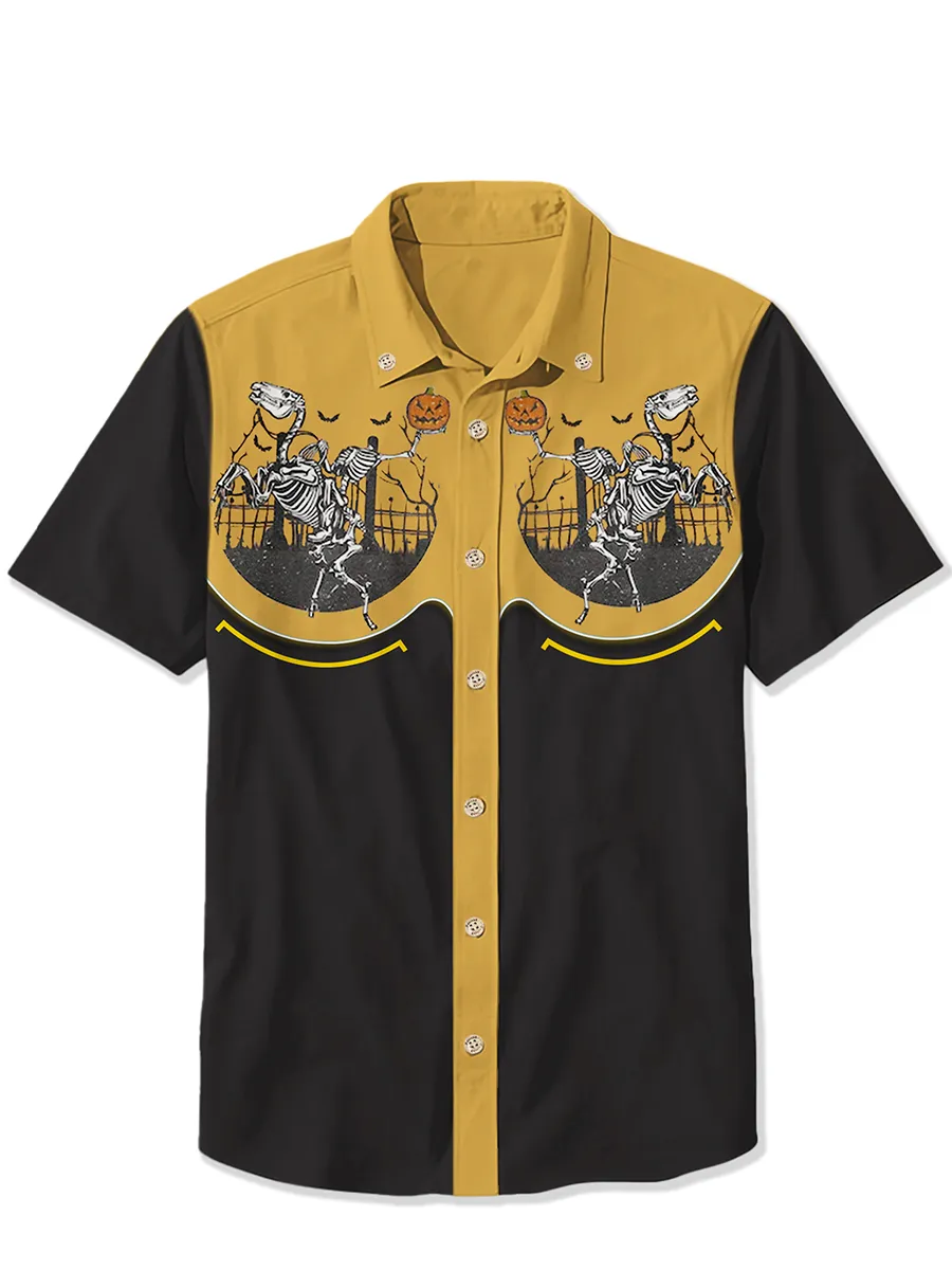 Halloween Pumpkin Skeleton Knight Shirt