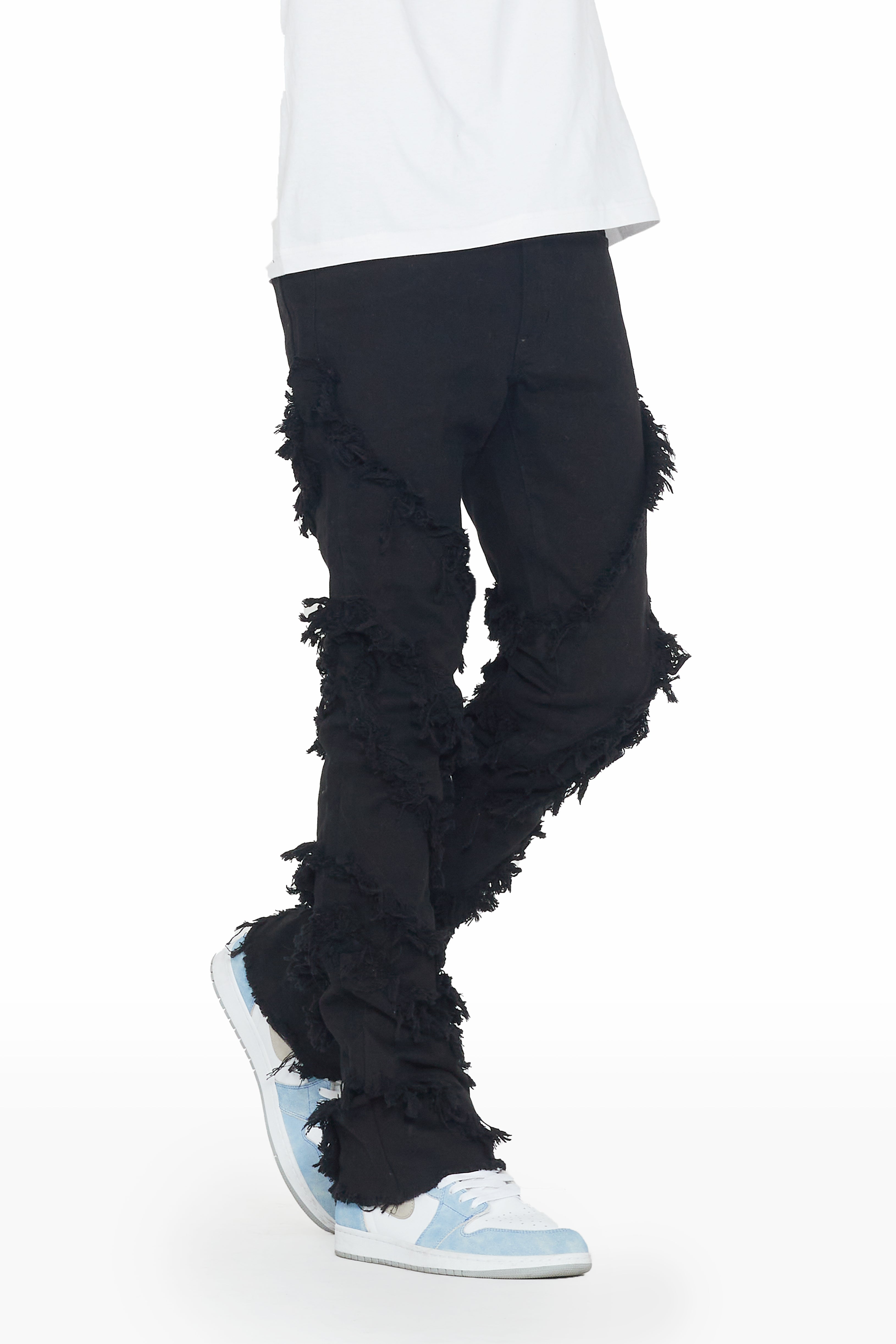Ismael Black Stacked Flare Jean