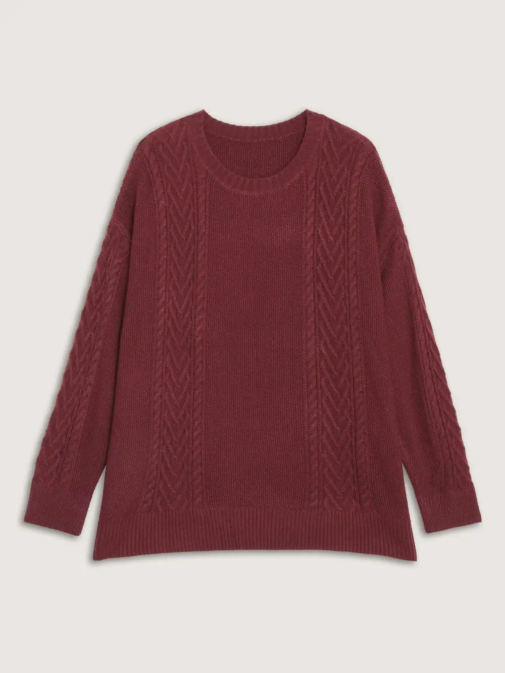 Cable Knit Textured Split Pullover