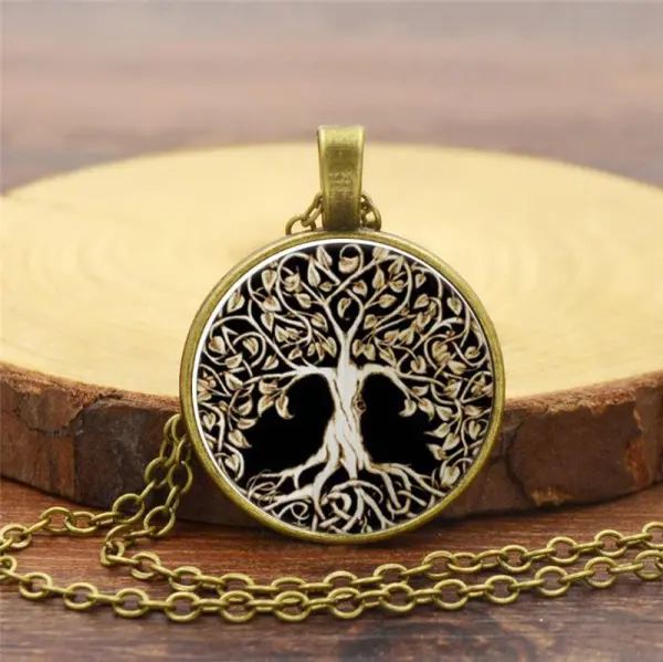 Women'S Or Men'S Retro Tree Of Life Necklace Bronze/Silver/Black
