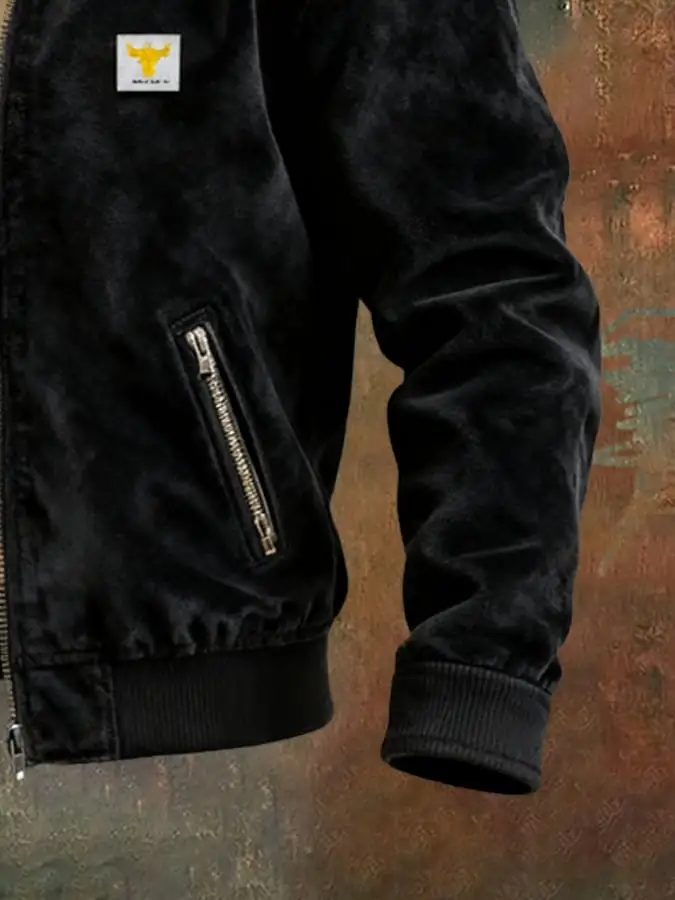 Men's Vintage Suede Zipper Pocket Outdoor Jacket